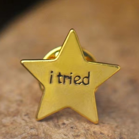 Jewelry - 3/$25 Gold Star “I Tried” Pin Badge Brooch UNISEX